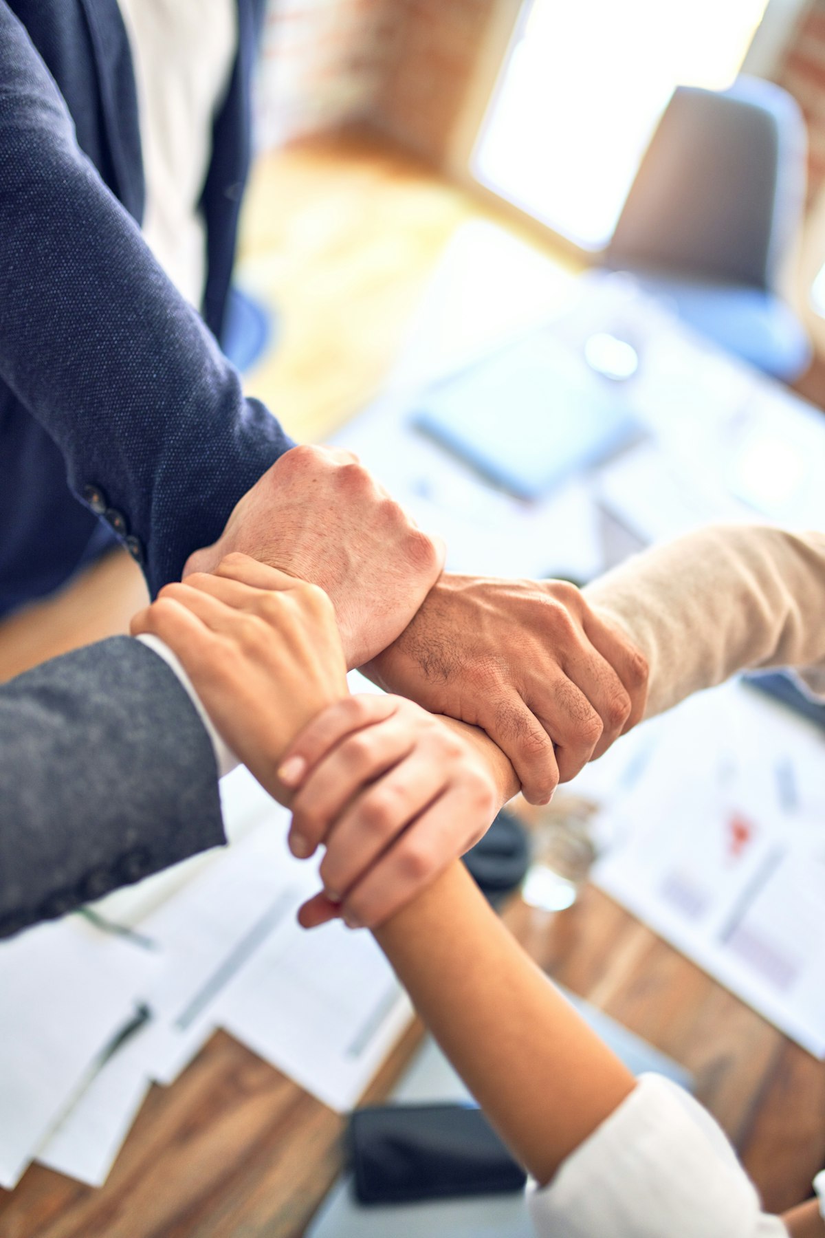A team collaborating around a table